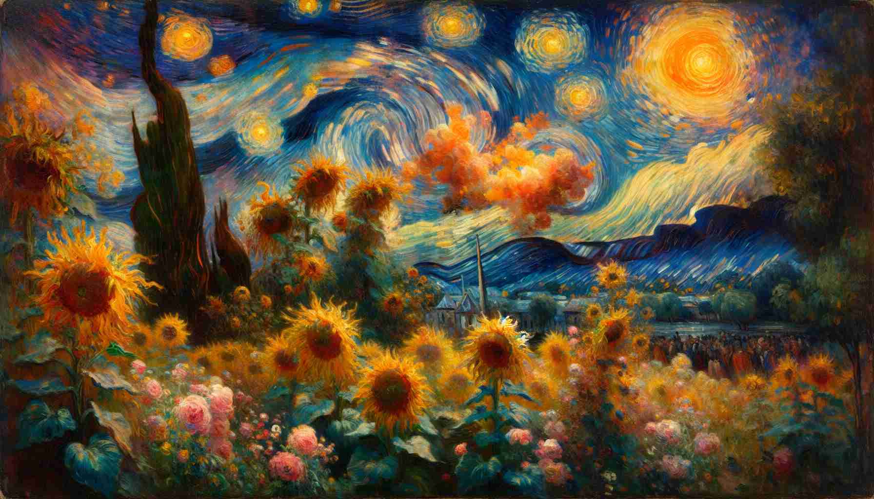 High definition and realistic image of an incredible discovery: a modestly priced painting with the potential of being as valuable as highly valued post-impressionist works, worth approximately $15 Million. The painting features unique thick brushstrokes, vivid colors, emotional intensity, and hints of the Dutch artist's style known for starry skies and bright sunflowers.